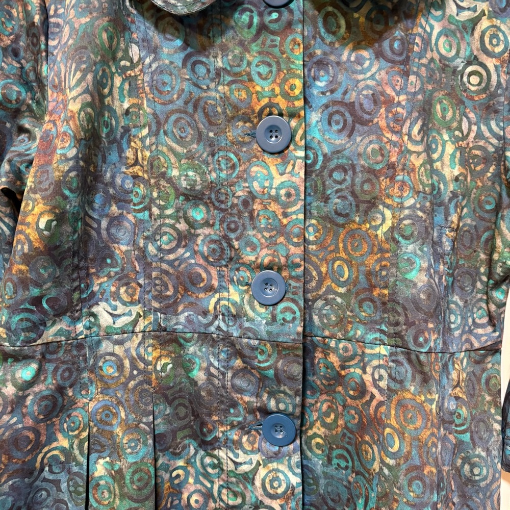 Frazzle Artsy Batik Jacket Tunic M – Boho Retro Y2K Cotton 3/4 Sleeve - Picture 6 of 7